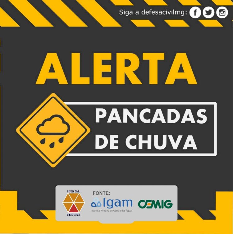 Região tem alerta de riscos de enchentes e deslizamentos nas próximas hora