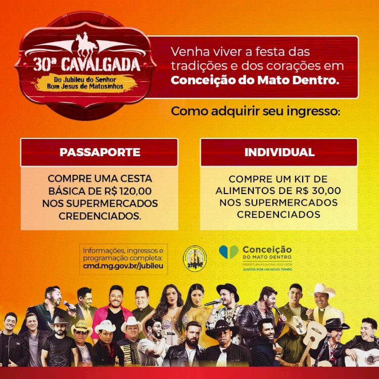 30ª CAVALGADA: INGRESSOS E PASSAPORTES DISPONÍVEIS NOS ESTABELECIMENTOS CREDENCIADOS