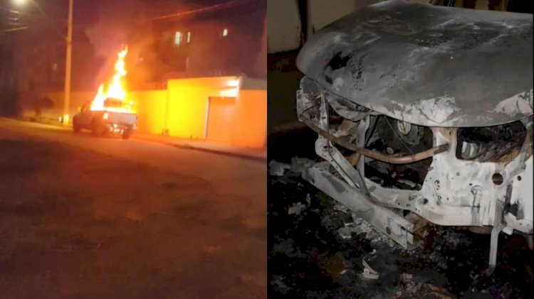 Caminhonete para aplicação do fumacê pega fogo no Bairro Morumbi em Uberlândia